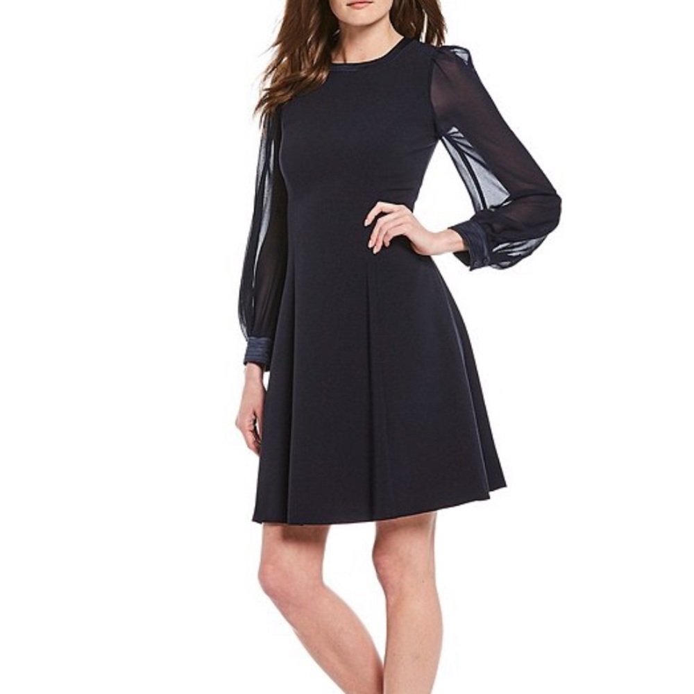 NWT Vince Camuto Chiffon Long Sleeve Dress 6 - Picture 1 of 4